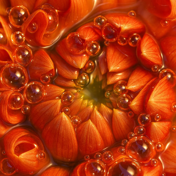 Close-up of orange flower and bubbles